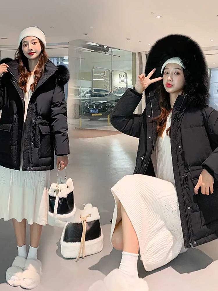 Korean Cotton Jacket for Women 2022 Winter New Women's Long Jackets Fashion Designer Casual Solid Coat Simple Female Parkas Lady