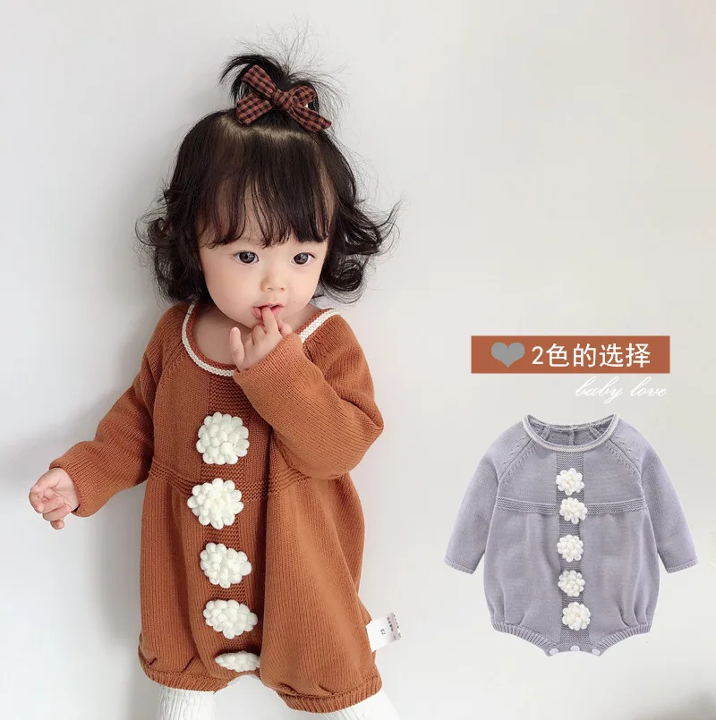 

Baby Girl Spring Clothes Newborn Baby Knitting Clothes Daughter Matching Outfits Baby Girl Long Sleeves Lovable Sweet Romper