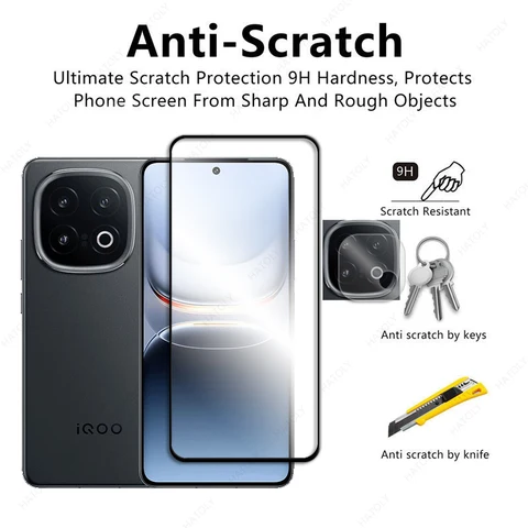 Закаленное стекло для vivo iQOO 13, защитная пленка для экрана для vivo iQOO 13, защитная пленка с черным краем, защита объектива камеры для iQOO 13