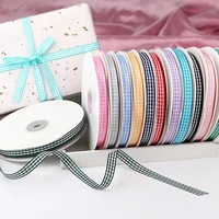 1cm45m ribbon plaid grid printed double face ribbon bow for home party wedding christmas decoration diy gifts box wrapping