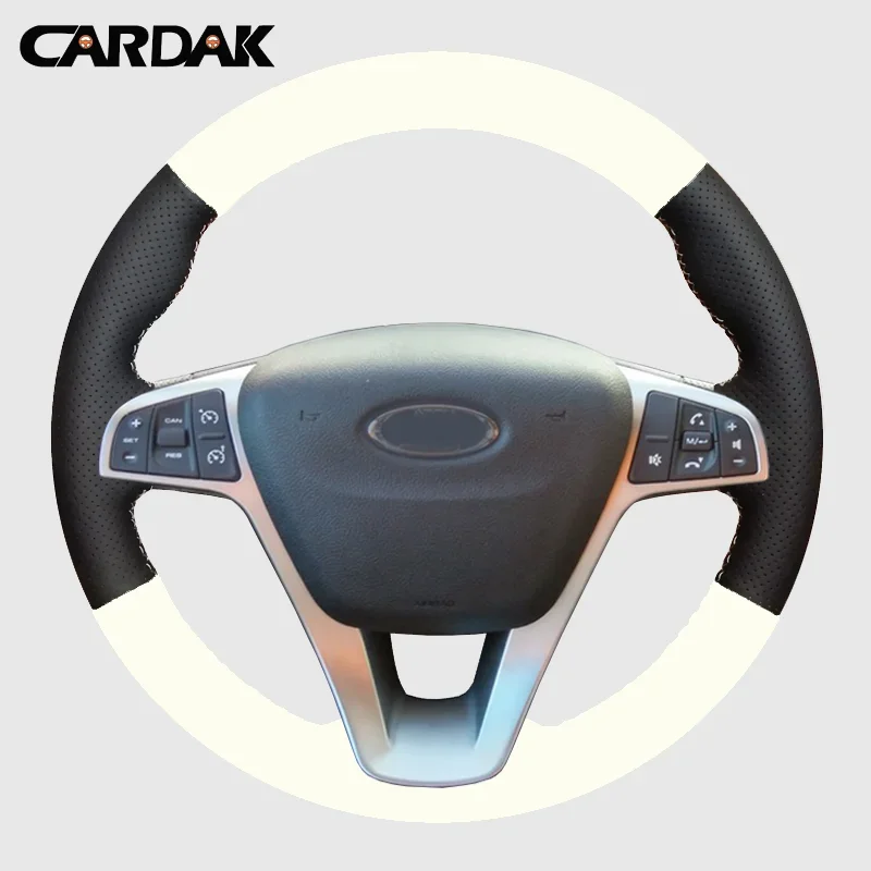 Сшитая вручную серая искусственная кожа CARDAK, оранжевый цвет чехол рулевого колеса автомобиля, для Lada Vesta SW 2015, 2016, 2017, XRAY 2015, 2016