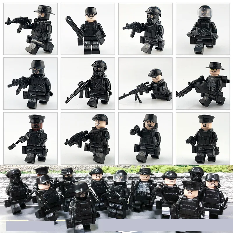 

Building Blocks Cool SWAT City Police Mask Body Armor Little Men Doll Action Fi-gure Educational Toy Gift for Children Boy