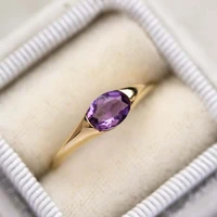 elegant gold color inlaid zircon amethyst rings for women fashion party engagement wedding rings jewelry gifts