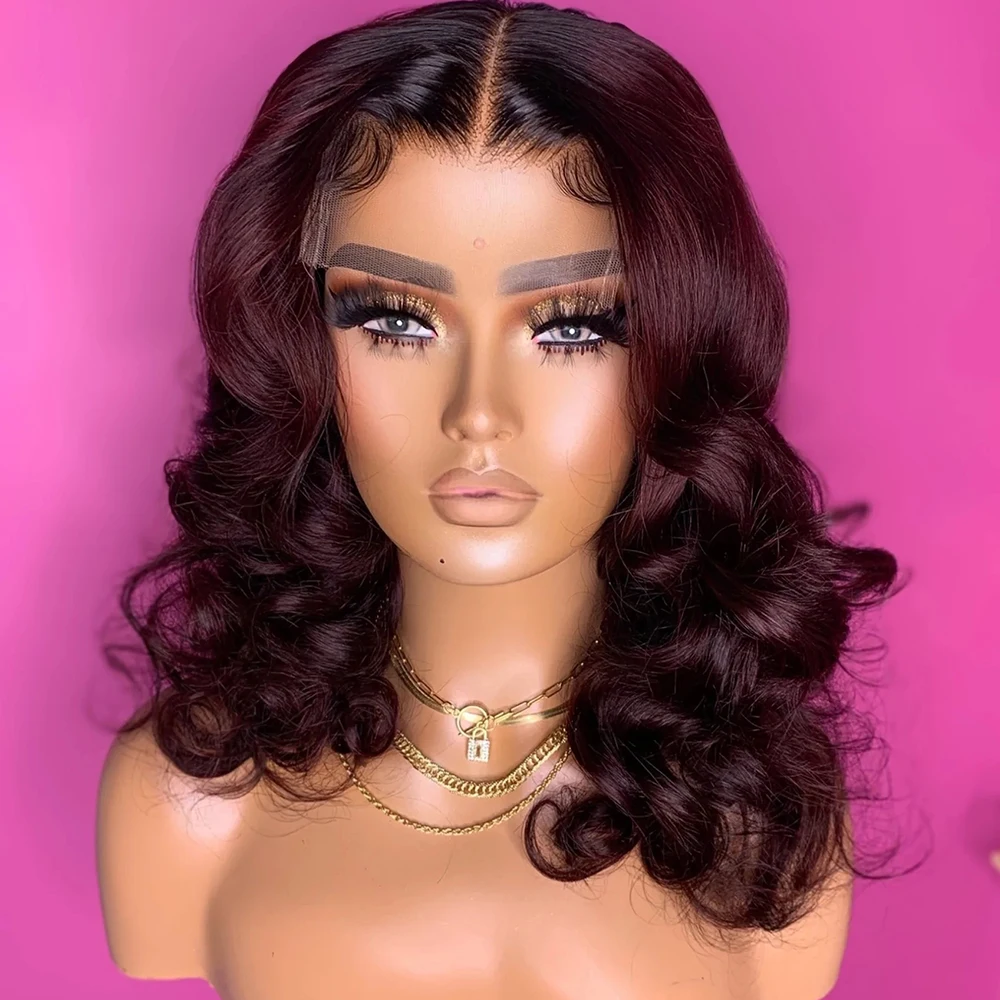 

1B/99j Loose Wave 4x4 Closure Wigs Pre Plucked Brazilian Remy Human Hair 13x4 Lace Front Wigs 180% 13x6 Frontal Wig Black Women