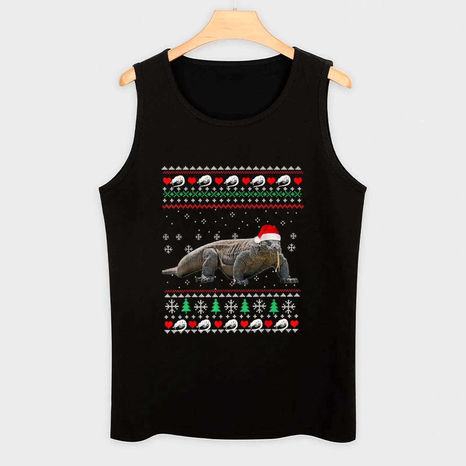Komodo Dragon Santa Hat Ugly Christmas Tank Top майка для мужчин футболка Мужская мужская одежда