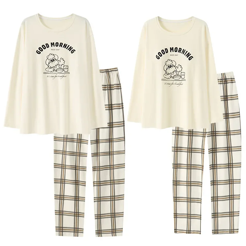 Парная хлопковая пижама с героями мультфильмов и нагрудником для мужчин женщин