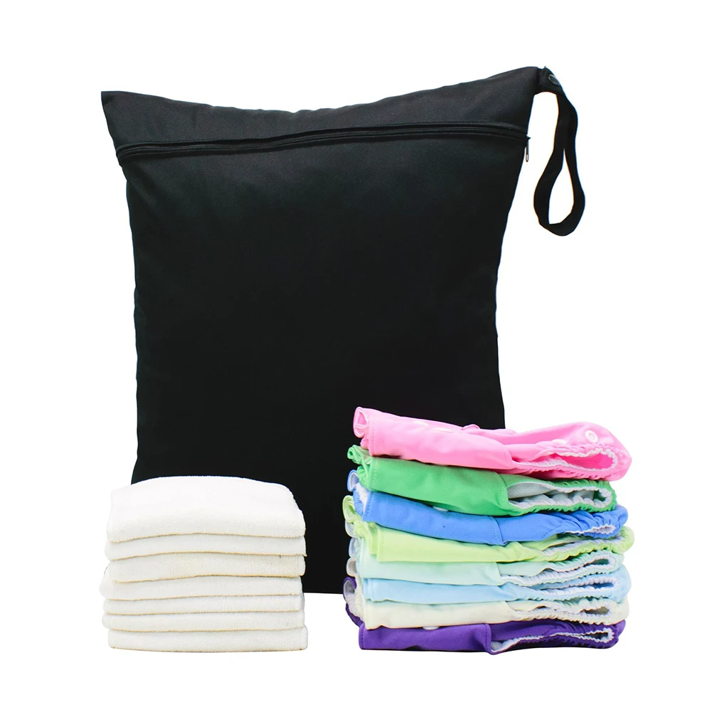 

2pcs Wet Dry Clothes Black Laundry Bag Clothes Washing Machine With Zipper PUL Mesh Net Bra Washing Bag Wash Bags 50x40cm
