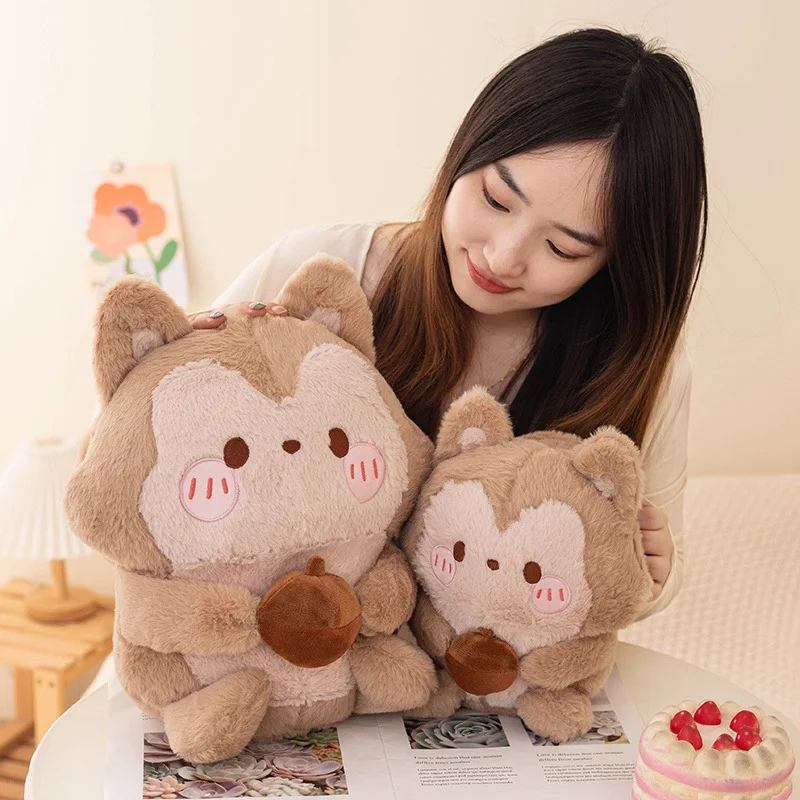 

Cute Squirrel Pillow Cotton Stuffed Animal Plush Toy Funny Cartoon Animals DOLL Accompany Children Christmas Gifts Holiday Decor