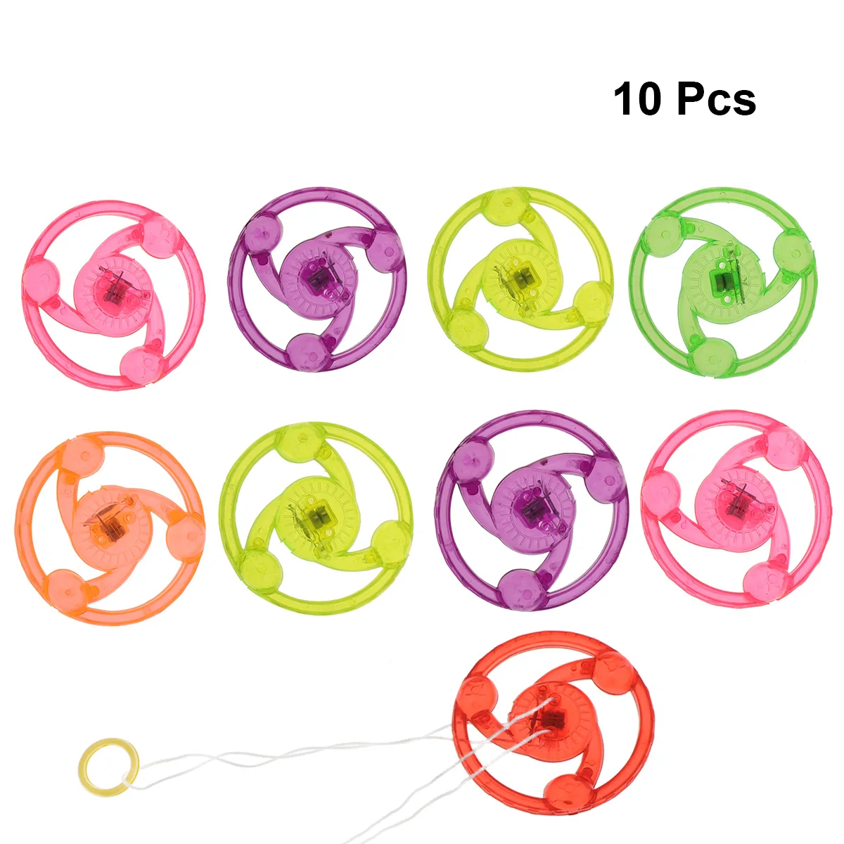 

10pcs Hand Pull Luminous Flashing Rope Flywheel Toy Novelty LED Light Up Gyro Toys For Children Birthday Gift Random Color Style
