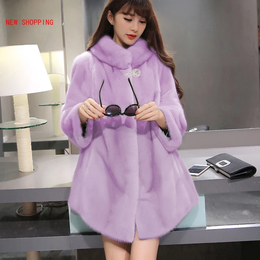 Warm Thick Mink Fur Jacket Coats Winter Faux Fur Coat Women Elegant Quality Korean Fashion Long Sleeve Overcoat Chaqueta Mujer