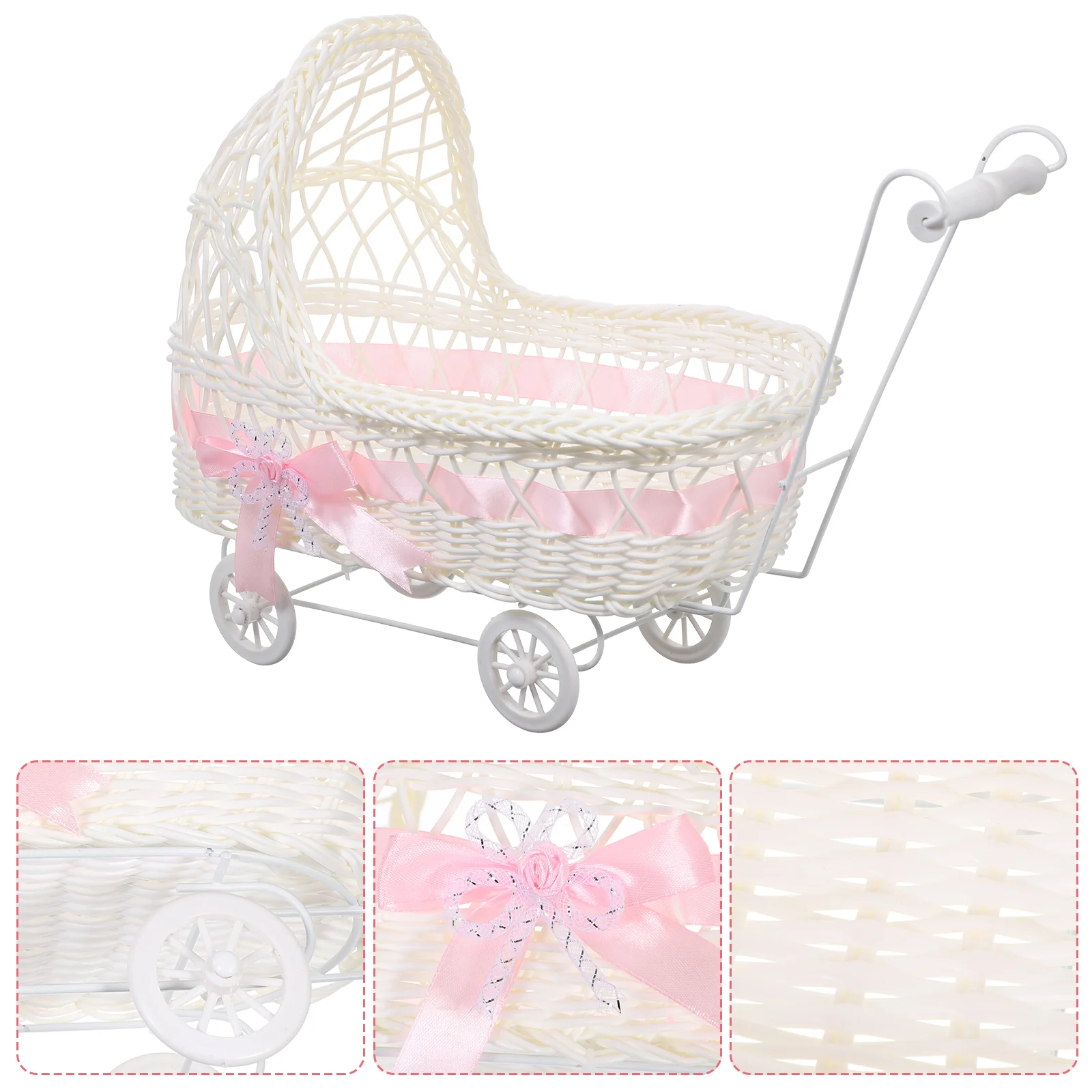

Trolley Shaped Woven Basket Baby Shower Candy Basket Favors Basket Flower Basket Decor Cart