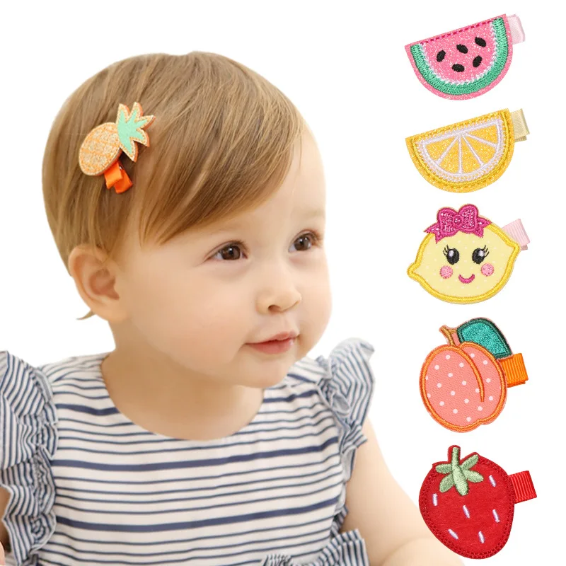 

Cute Cartoon Fruit Embroidery Hairpins for Baby Girls Handmade Fabric Barrettes for Kids Headwear Headdress Hair Accessories