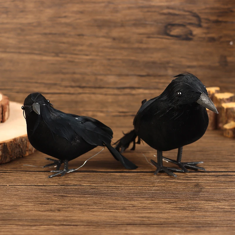 Маленькая имитация искусственной птицы реалистичная модель черной вороны на