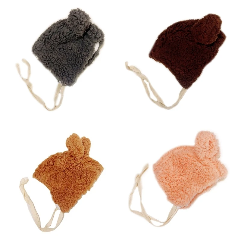 

2022 New Baby Winter Hat Turban Warm Hat Thicken Fleece Hat Solid Color Infant Headdress Cute Beanie Skin Friendly Newborn Caps