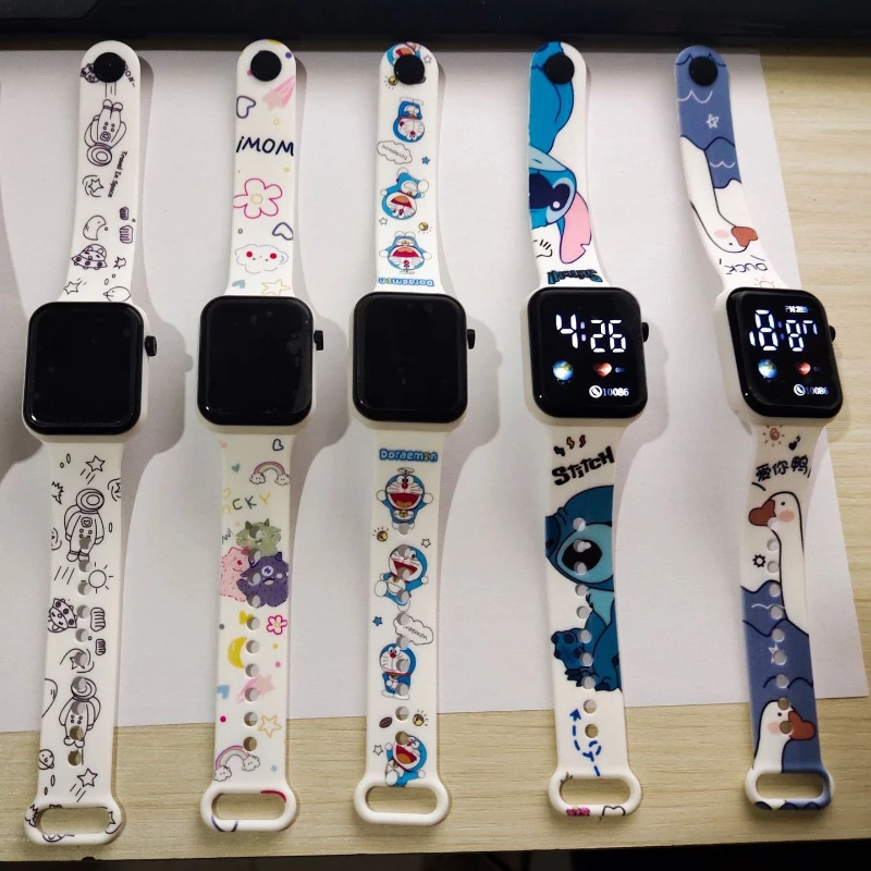 

Новинка 2023, детские часы Earth с мультяшным принтом, светодиодные часы, квадратные унисекс, детские Студенческие цифровые часы, часы для детей