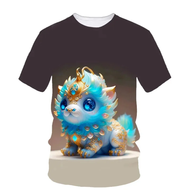 Детская футболка с коротким рукавом принтом китайского дракона