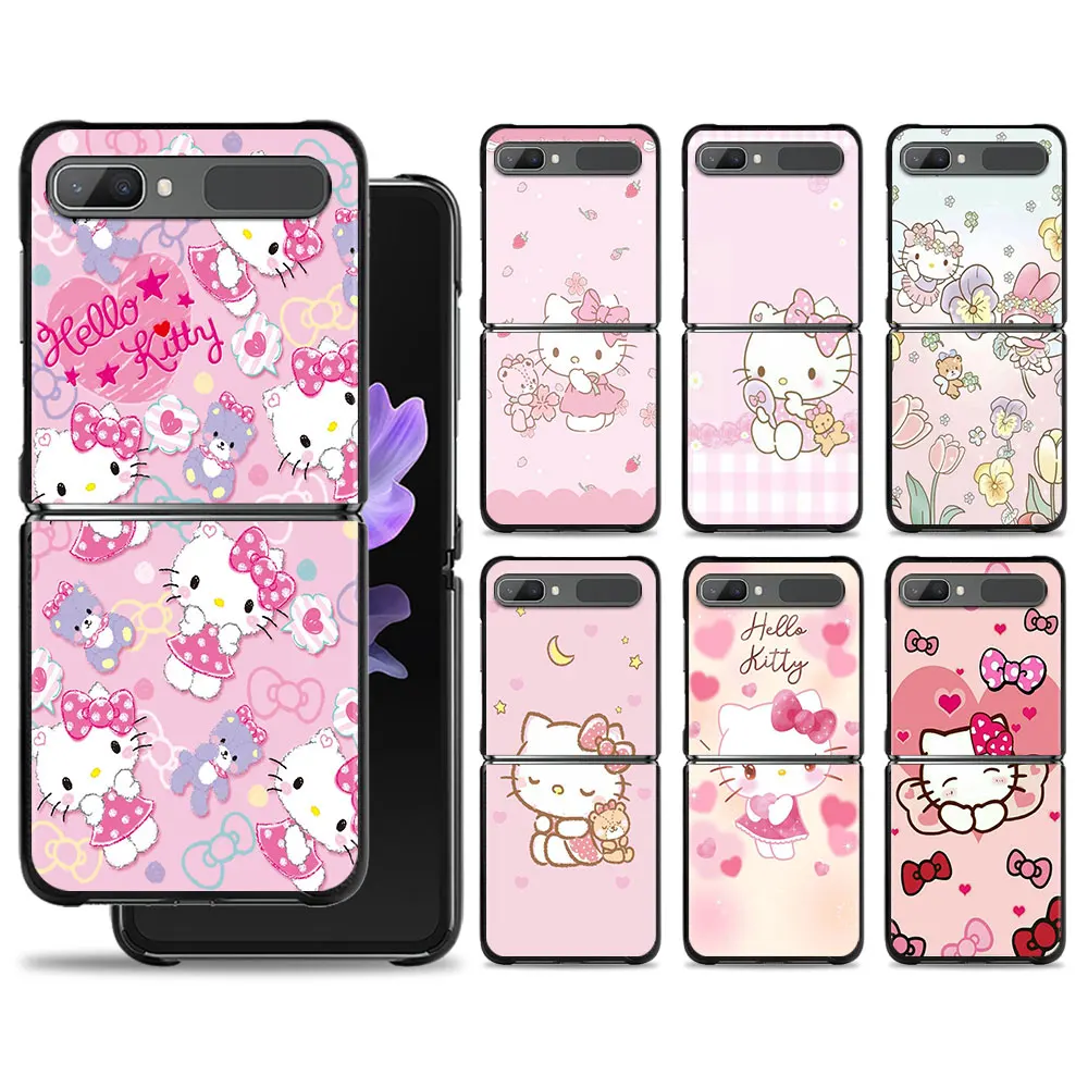 

Phone Case For Samsung Galaxy Z Flip Z Flip3 5G Z Flip4 Hard PC Matte Shell Hello Kitty Spring Flower