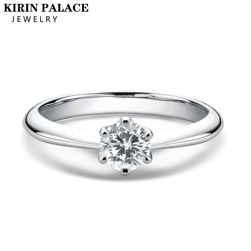 

Classic Six Claw 0.5ct Moissanite Ring Round Brilliant Cut Diamond Test Passed Moissanite Solitaire Plated 18K Rings for Women