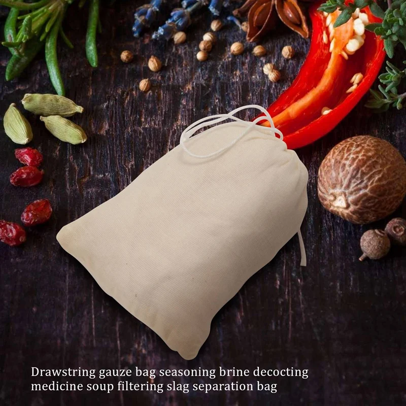 

100 Pieces Drawstring Cotton Bags Muslin Bags,Tea Brew Bags (4 x 3 Inches)