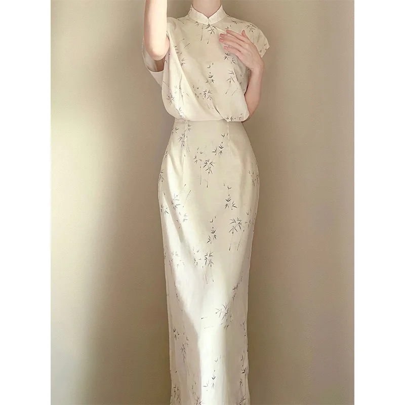 

Новое улучшенное платье Чонсам в китайском национальном стиле-достойное и элегантное литературное платье для молодых женщин на лето