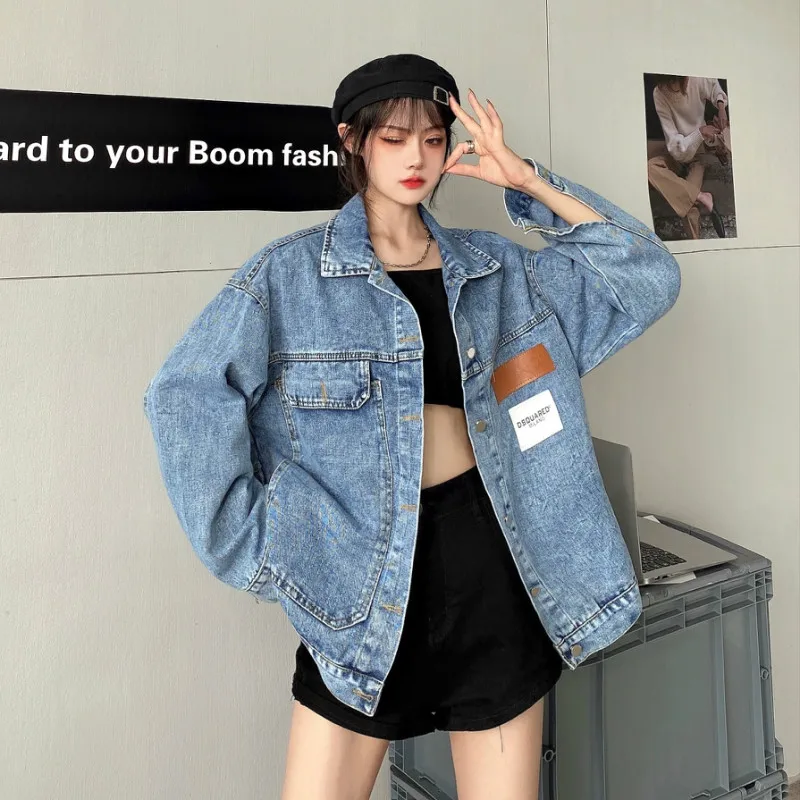 

2023 New Autumn Korean Version Loose Bf Style Foreign Versatile Denim Women's Coat Free Shipping