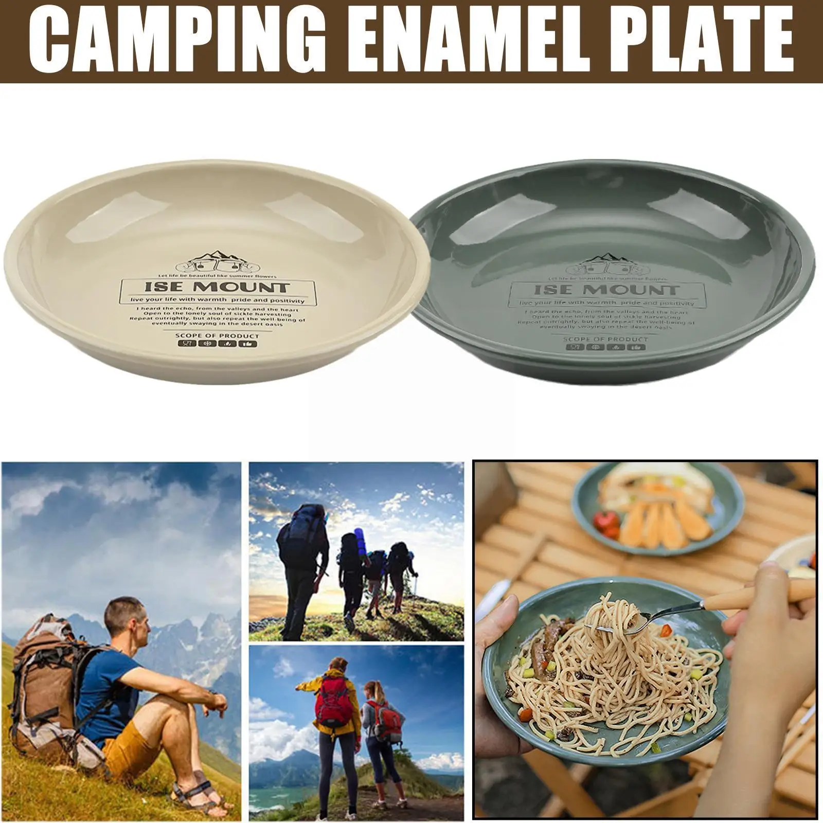 

Outdoor Enamel Dinner Plate Round Double Layer Crimping Picnic Food Bbq Dish Fruit Camping Home Multipurpose Pattern H3U4