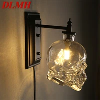 dlmh classical wall light nordic creative fixtures skull shade design sconce lamp industrial wind bar decorative