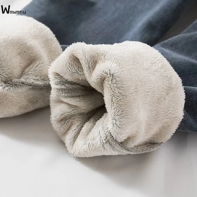 

Женские плотные джинсовые брюки-карандаш на пуговицах, эластичные теплые облегающие джинсы в уличном стиле, бархатные джинсы с высокой талией, Осень-зима