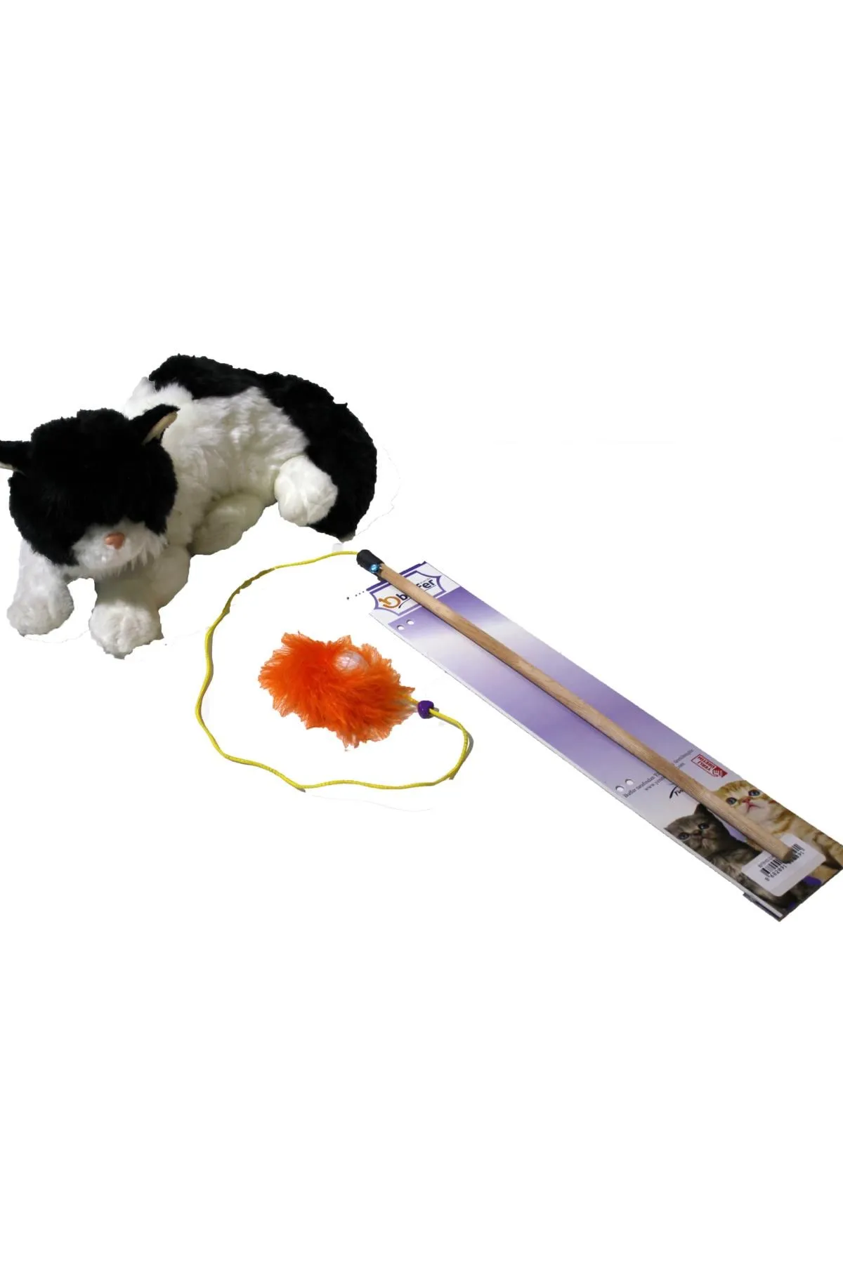 Fun Выдвижная котом Удочка с плюшевая игрушка деревянная ручка-котенок