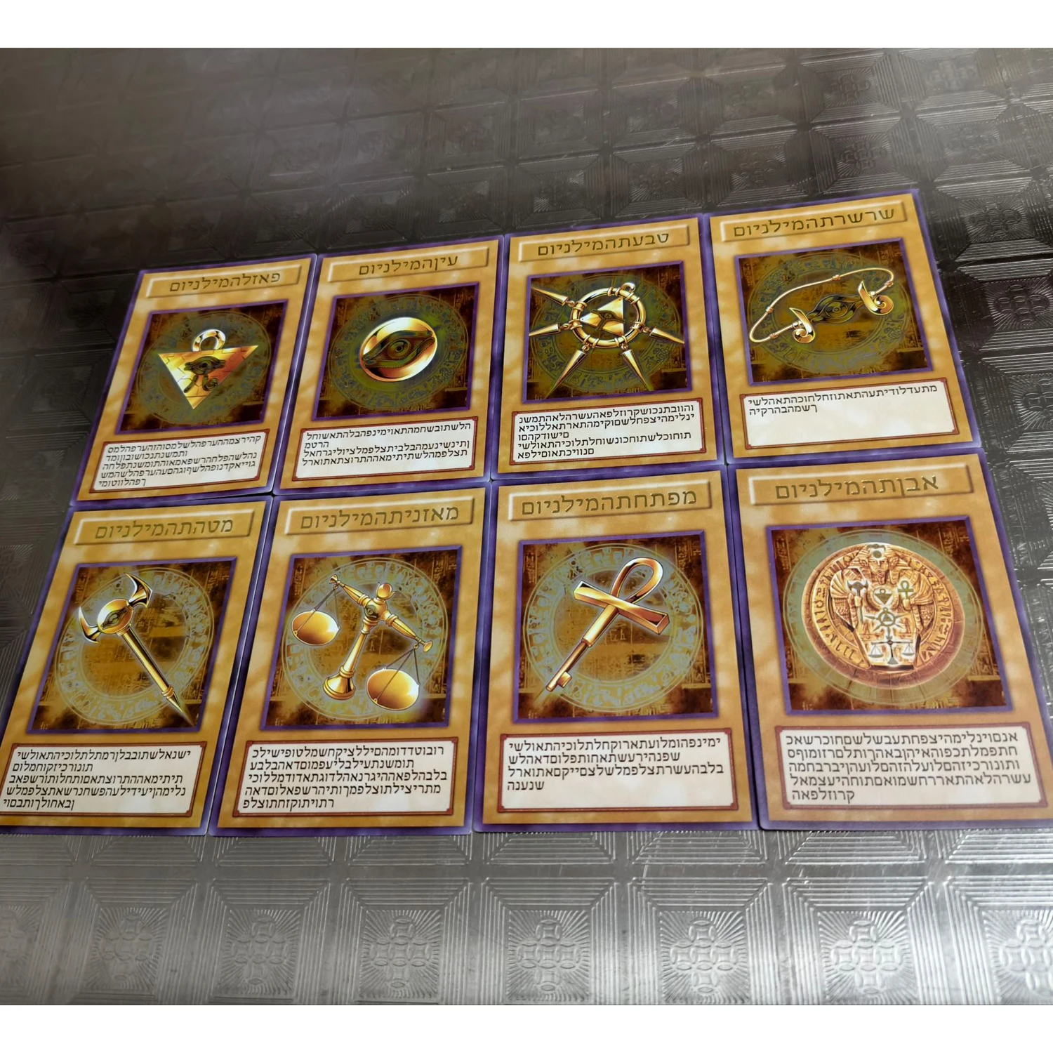 Фото 8 шт./компл. самодельные Yu-Gi-Oh! Millennium Item Hebrew Collection Card Color Flash Ygo Sennen Item аниме карты подарочные игрушки №3
