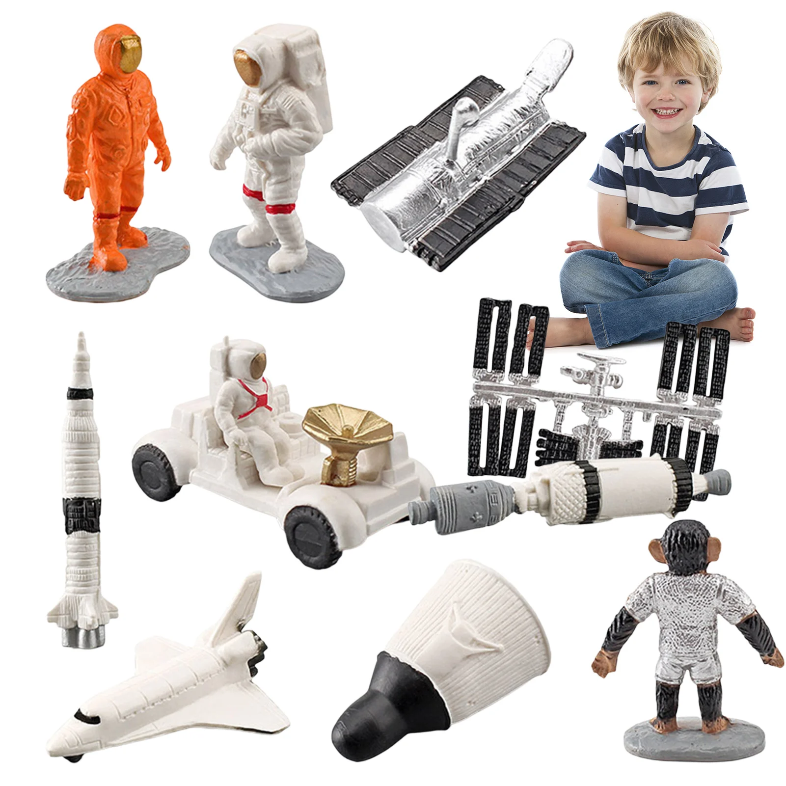 

Astronaut Model Set 10pcs Space Shuttle Astronaut Rocket Toys Astronaut Figurines Cake Topper Spaceman Toys Desktop Decoration