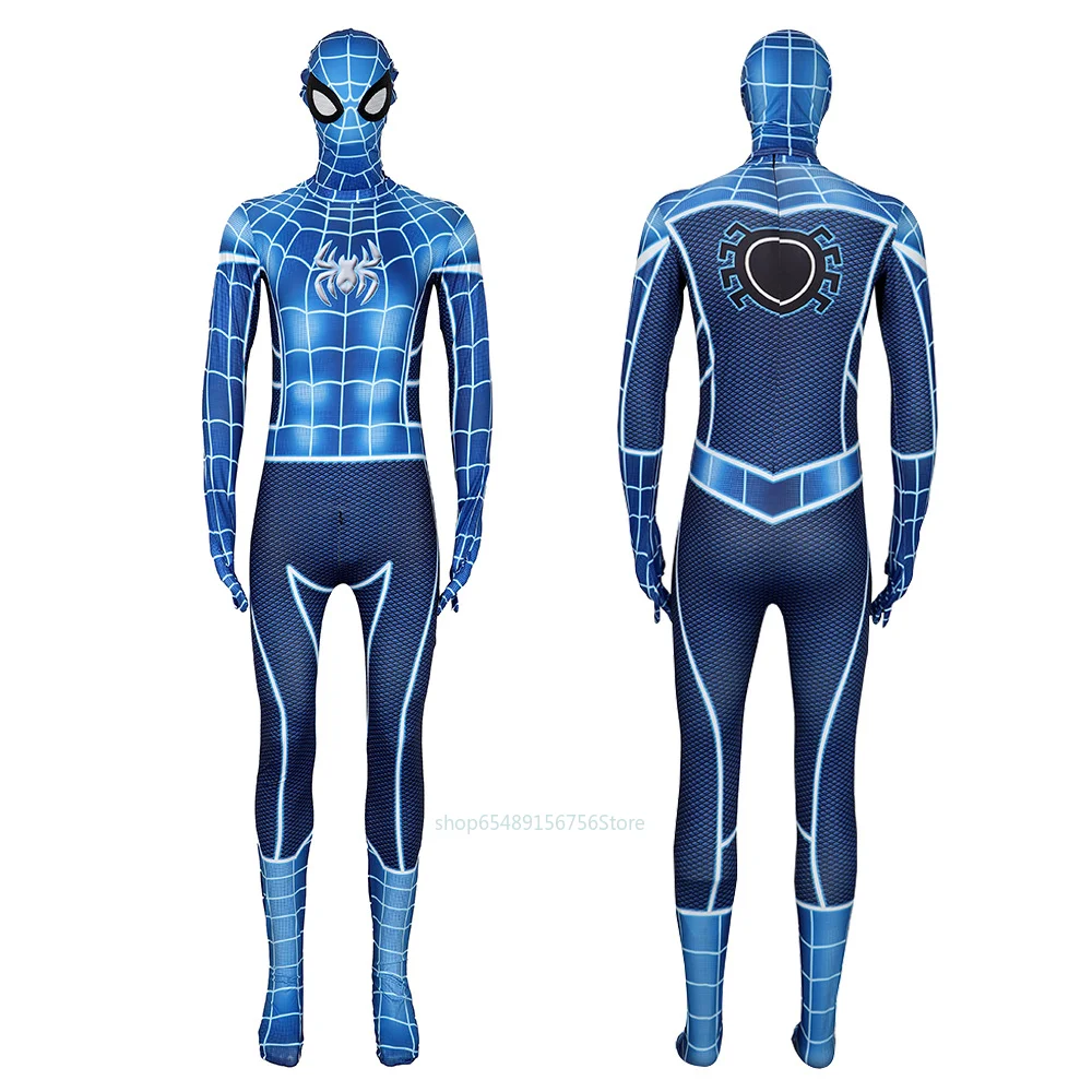 

Disney Blue Spiderman Tights Cosplay Costume Adult Kids Iron Spideman Miles Jumpsuit PS4 Spiderman Fear Bodysuit Halloween Gift