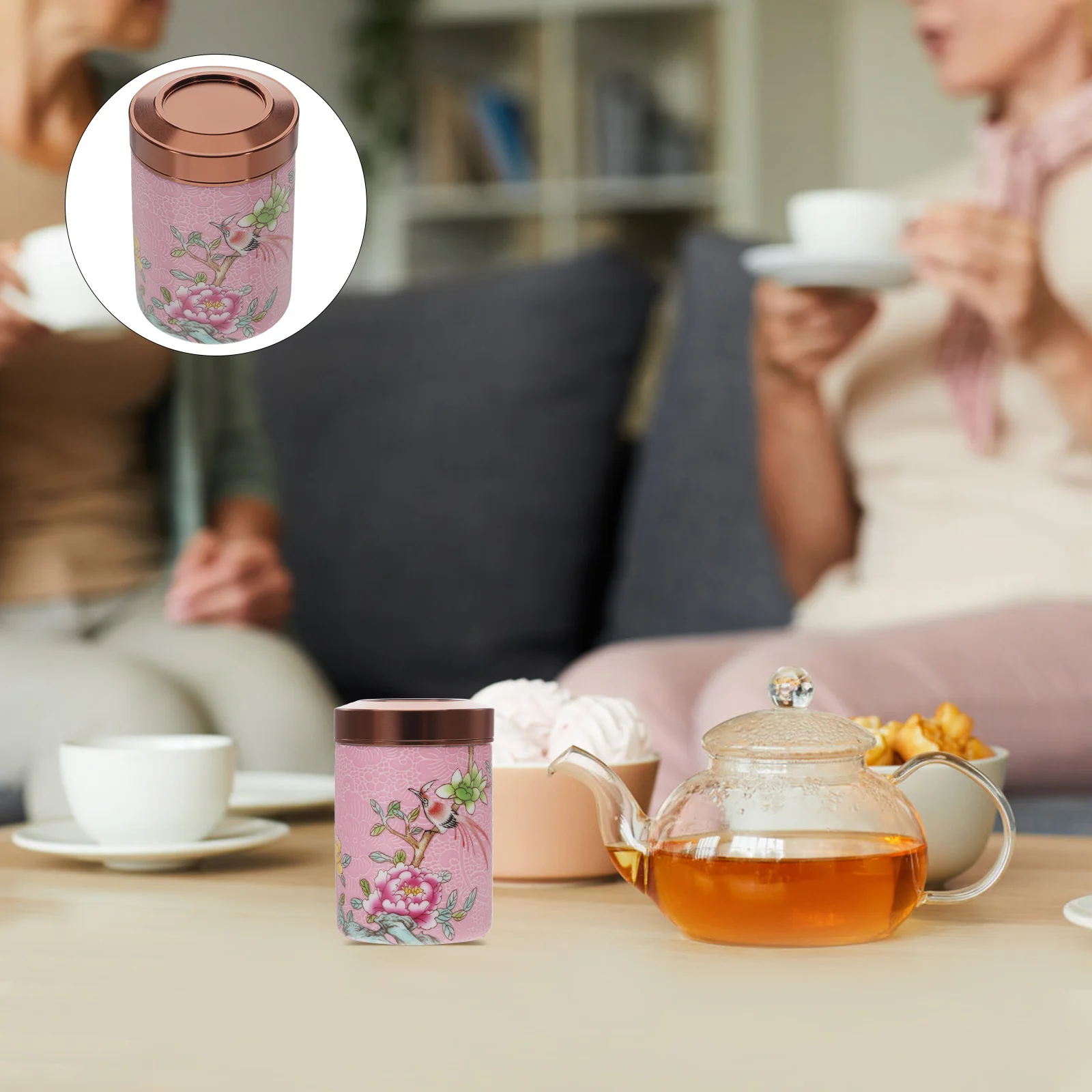 

Tea Canister Jar Storage Jars Ceramic Can Loose Container Tin Sealed Mini Airtight Canisters Porcelain Jam Painted Lids Portable