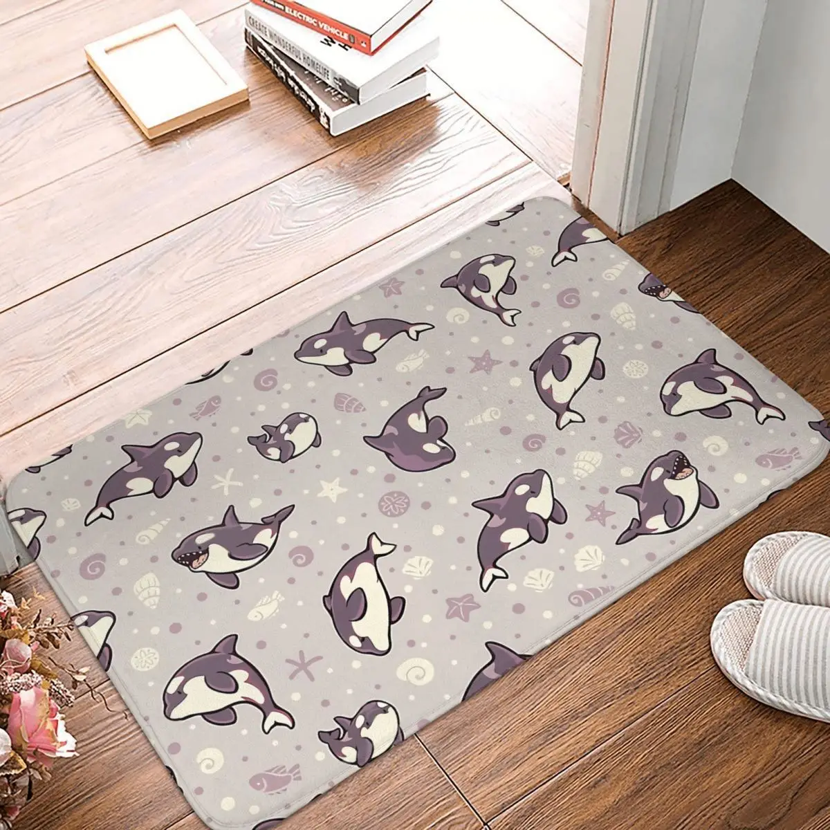 

Fat And Cute Beluga Whale Bathroom Non-Slip Carpet Jelly Bean Orcas Bedroom Mat Welcome Doormat Floor Decoration Rug