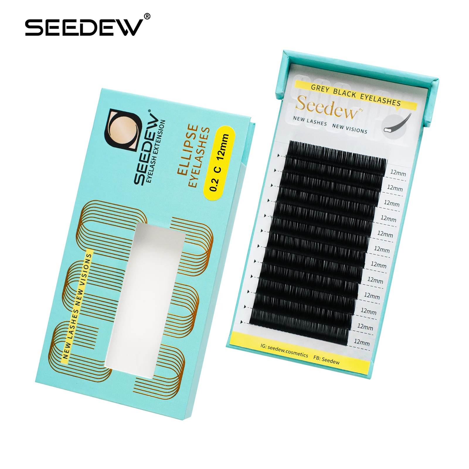 

SEEDEW Flat Ellipse Eyelash Extensions NAGARAKU Makeup 12Rows Gray Black Split Tips Shaped Soft Natural Eyelashes Wholesale Bulk