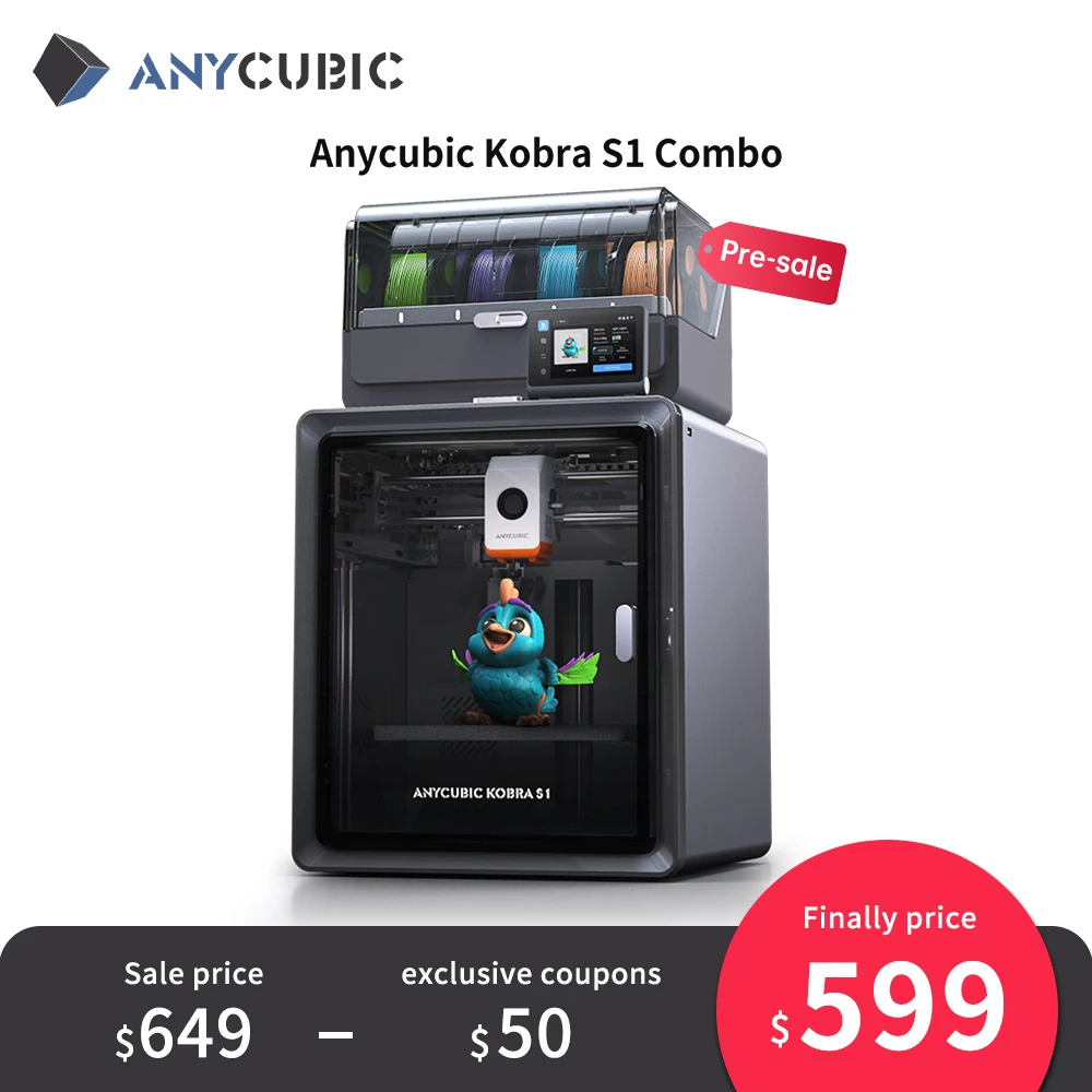 Anycubic Kobra S1 Combo Многоцветный 3D-принтер Высокоточный Core XY Стабильная структура Ультра-тихая максимальная скорость 600 мм/с 3D-принтер - В корзинах у всех - бестселлеры