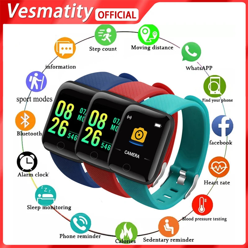 

For iphone Xiaomi 116 Plus Smart Watch Wristband Sport Fitness Blood Pressure Heart Rate Monitor Call Message Reminder Pedometer