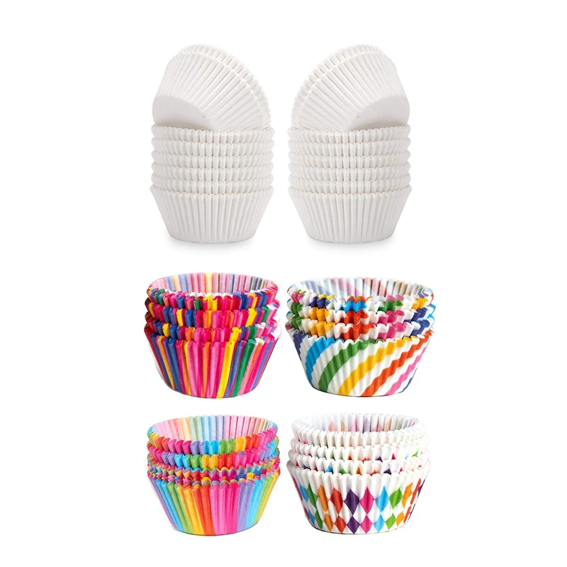 

800 шт. стандартные формочки для кексов, Бумажные Формочки Для Маффинов, 400 шт., белые и 400 шт. разноцветные