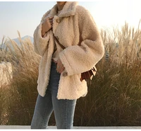 women winter fall thick coat soft fur jacket autumn overcoat female fashion button warmth long sleeves plush casual outerwear