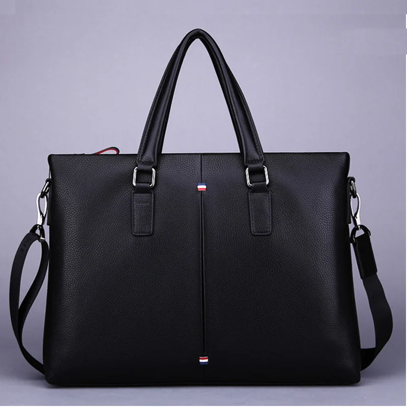 Business Genuine Leather Men Briefcase Large Capacity Handbag Laptop Bag Casual Shoulder Messenger Bag Male File Tote Bag