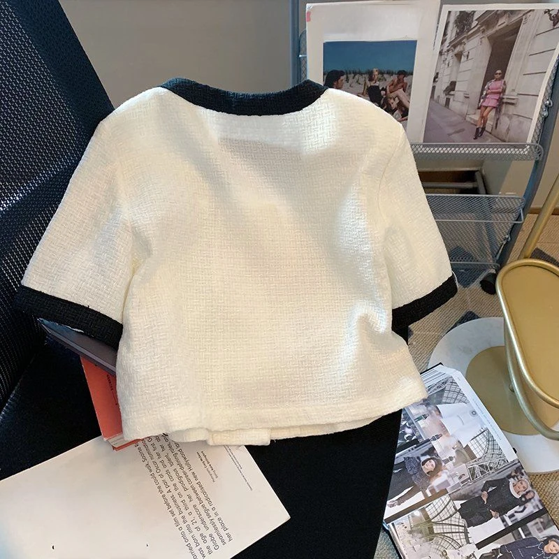 Женский укороченный топ с квадратным вырезом элегантная однобортная блузка