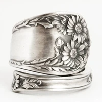 fashion retro daisy ring silver color spoon ring daises flower ring gift 5th wedding