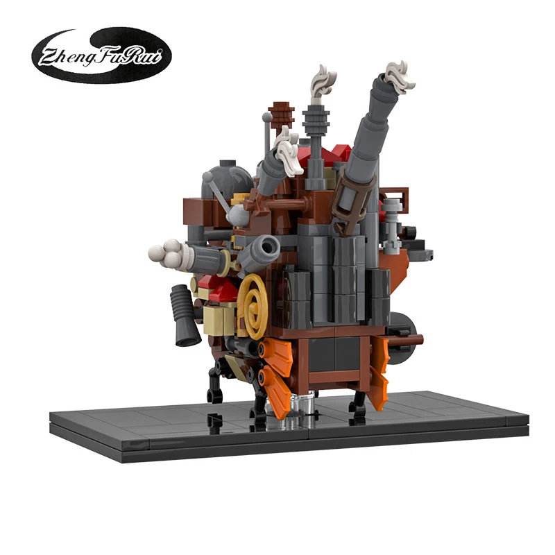 

MOC Mini Hal's Mobile Castle Building Blocks Kit Move Town House Bricks Idea Assemble Architecture Toys For Children Xmas Gifts