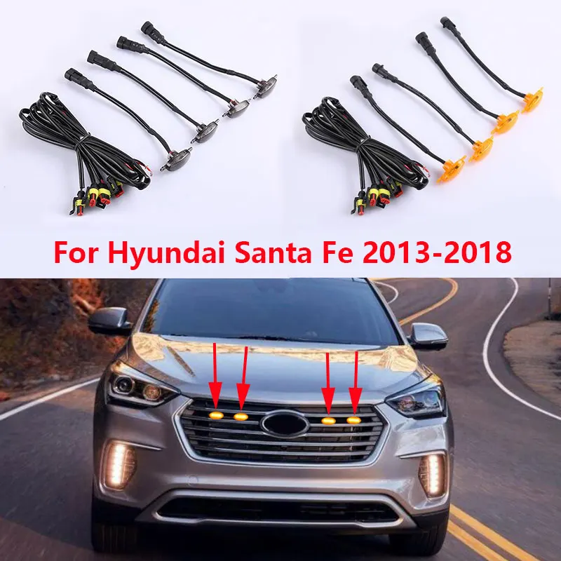 4 шт. светодиодный компл. для Hyundai Santa Fe Santafe 2013 2014 2015 2016 2017 2018 светодиодная Передняя
