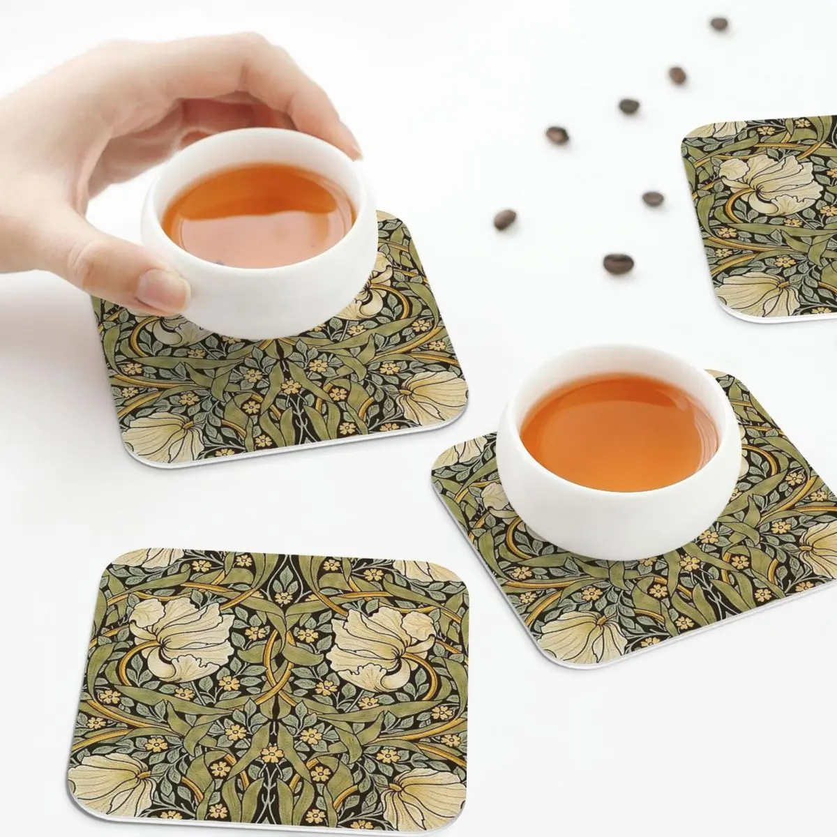 

Pimpernel By William Morris Coasters PVC Leather Placemats Non-slip Insulation Coffee Mats for Home Kitchen Dining Pads Set of 4
