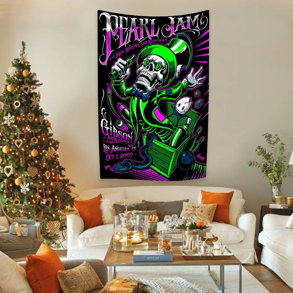 Гобелен в американском стиле рок-группы с жемчужинами настенное украшение