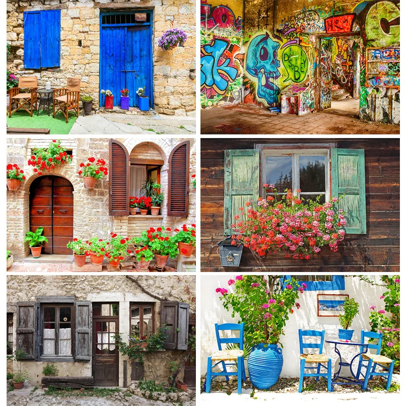 

European Street Photography Backdrops Party Decoration Baby Kids Birthday Theme Photo Background 220325 BB-01