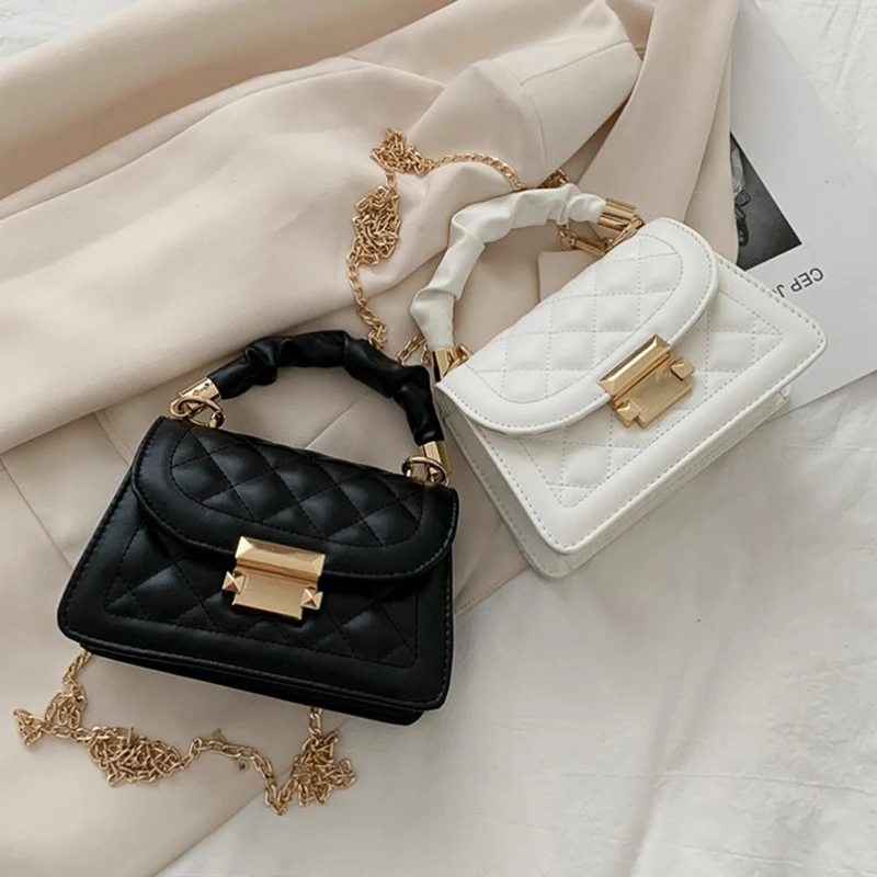 Embroidery Thread Chain Crossbody Bags For Women Fashion Simple Shoulder Bag Ladies Designer Handbags PU Leather Messenger Bags