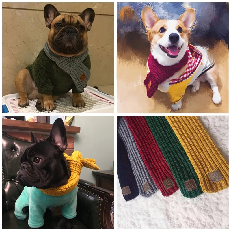 

Dog Scarf French Bucket Collar Saliva Towel Pet Cat Corgi Schnauzer Scarf Winter Dog Accessories for Small Large Dogs