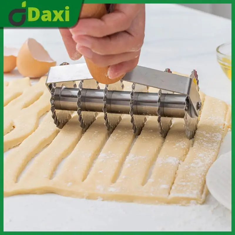 

6 Wheels Cutter Dough Divider Side Pasta Knife Flexible Roller Blade Pizza Pastry Peeler Stainless Steel Bakeware Tools